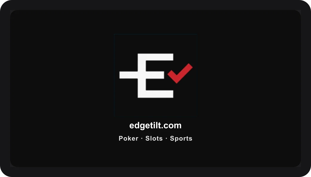 Exact EDGE E mark with white edgetilt.com and Poker · Slots · Sports