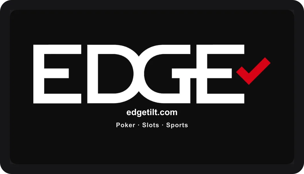 Exact EDGE logo composite with white edgetilt.com and Poker · Slots · Sports